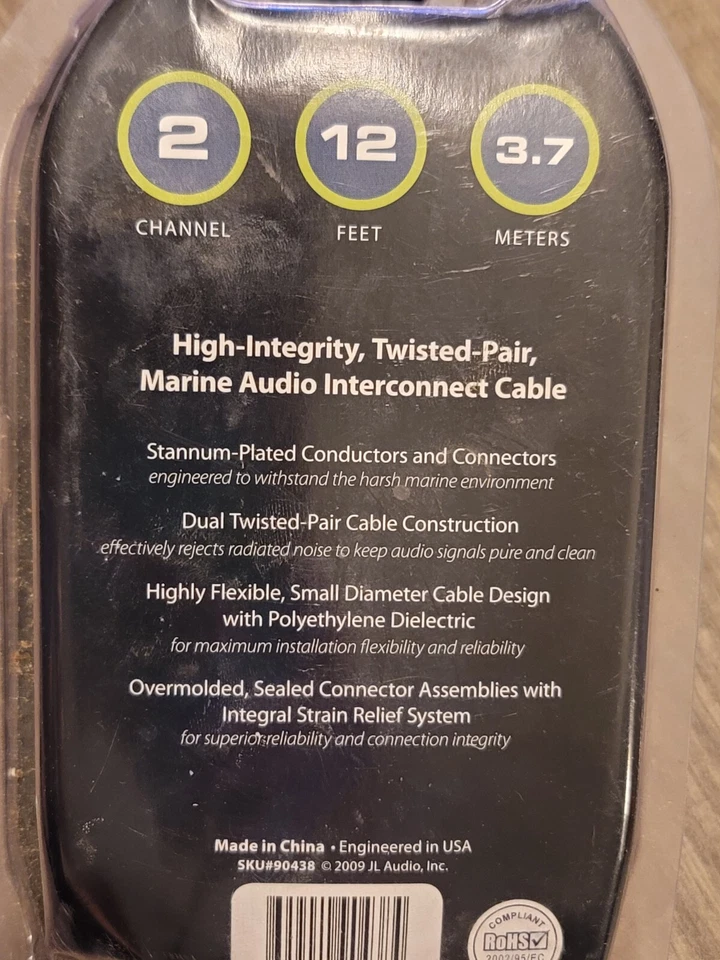 JL Audio Marine XMD-WHTAIC2-12 12ft 2-Channel RCA Interconnect Cable NEW - Image 2 of 2