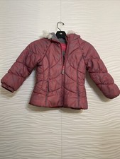 London Fog Girls Grey Hearts Faux Fur Hooded Coat Size M 5/6