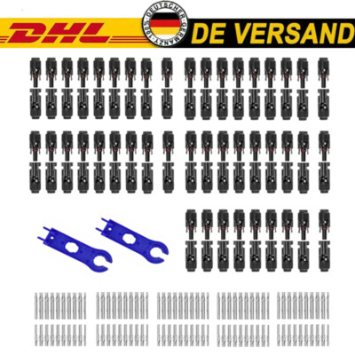 50 Paar Solarstecker MC-4 Stecker Solarkabel 4/6mm² Buchse Kupplung Verbinder