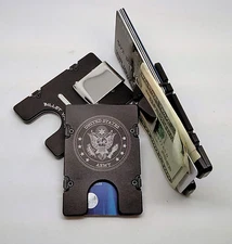 Billet Vault Front Pocket Wallet,  RFID protection black anodized, U.S. Army