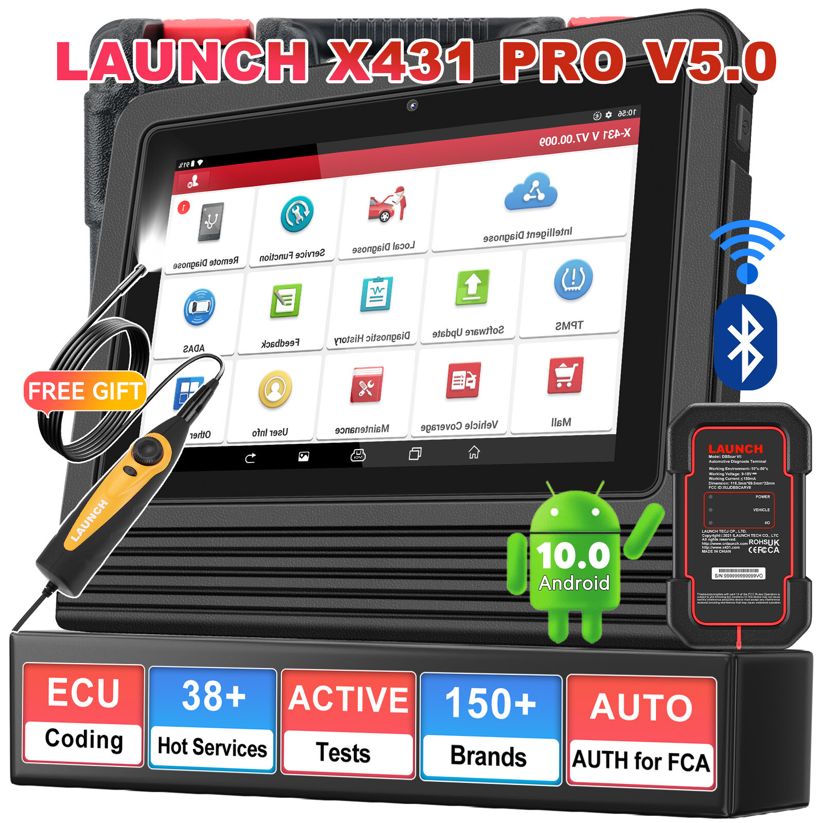 LAUNCH X431 V 5.0 Pro 5 Elite Bidirectional Car Diagnostic Scanner Online Coding-image