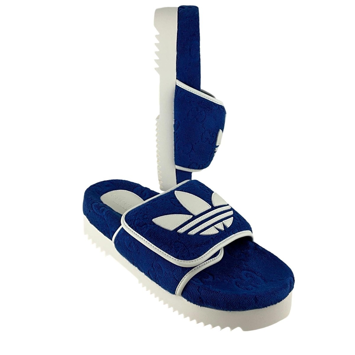 NWT Gucci x Adidas Men\'s GG Platform Sandal Blue Cotton Sponge Sz 8 NWT GUCCI adidas x GUCCI GG Platform Sandal  main image 4