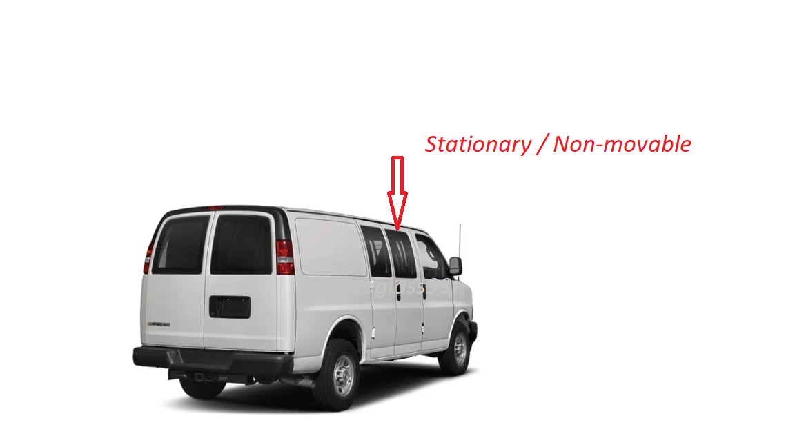 Passenger Side Hinge Door Window Glass For 2003-2025 Chevrolet Express Vans