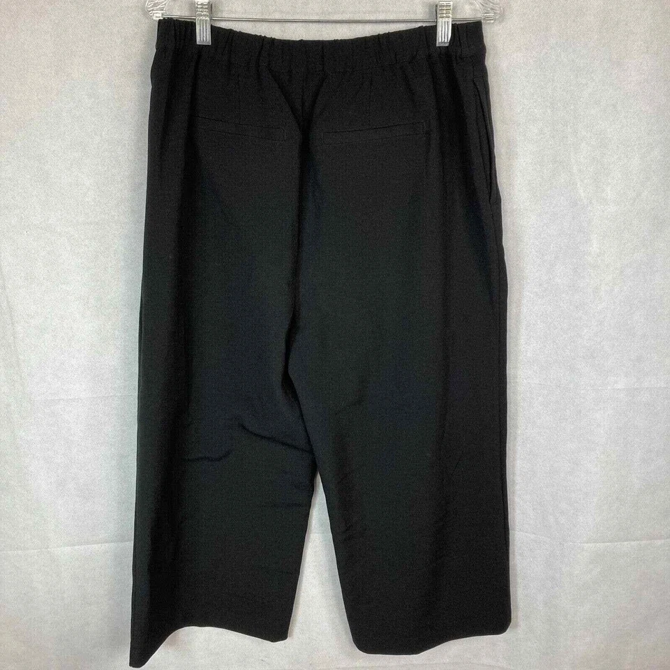 Pantalones H By Halston para mujer talla 14 negros recortados capri pierna ancha vestido elástico Foto 3 de 4