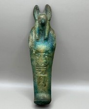 Loza esmaltada egipcia antigua vida después de la muerte ushabti shabti en forma de anubis