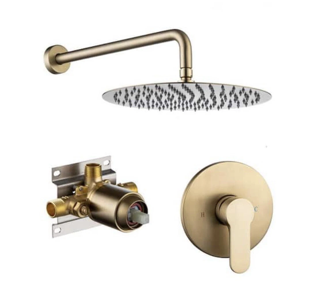 rainlex W96201LSJ-10 Shower Faucet with 10 in. Round Shower Head - Brushed Gold