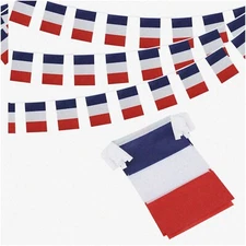 French Festive Fabric Bunting: 5m/16ft Long String Flag with 20 Rectangle Flags