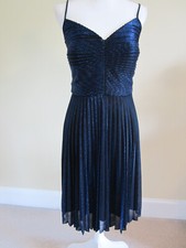 Vtg Betsy & Adam by Linda Bernell Women's Shiny Blue Evening Cocktail Dress 14