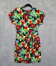 Cimmaron Wrap Dress Vintage Size 9/10 Floral Tropical Colorful Hawaii 90's