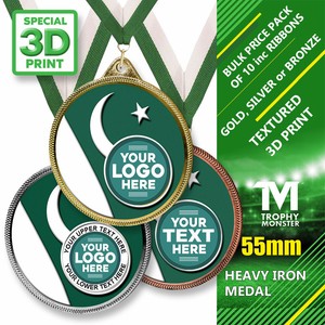 Pack 10x Pakistan Flag 3d Printed Metal 55mm Medals Ribbons Free Logo Insert Ebay