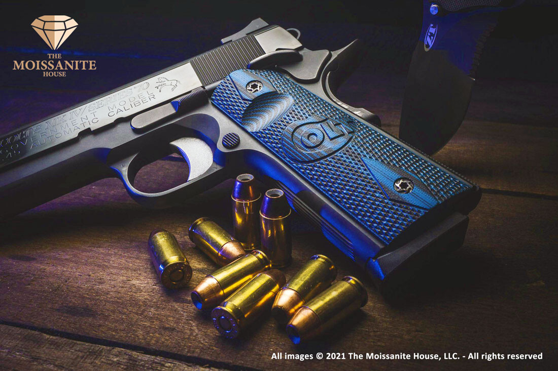 COLT 1911 Grips G10 Full Size Blue Double Diamond Colt Logo | eBay
