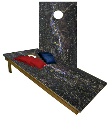 Granite Stone Look Custom Cornhole Boards BEANBAG TOSS GAME w Bags Marble Set