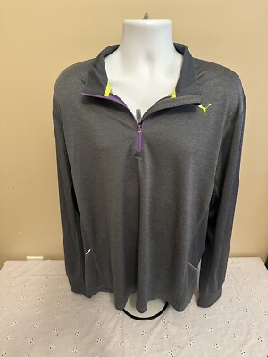 Puma 1/4 Zip Sweatshirt Mens XXL Stretchlite Gray Heather Black Pullover 