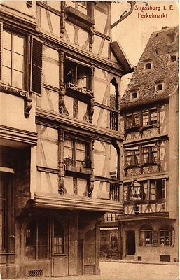 Old postcard postcard Strasbourg - piglet market (474441)