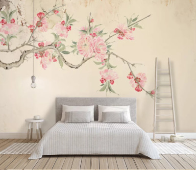 3D Pink Flower Branch 46816NA Wallpaper Wall Murals Removable Wallpaper Fay