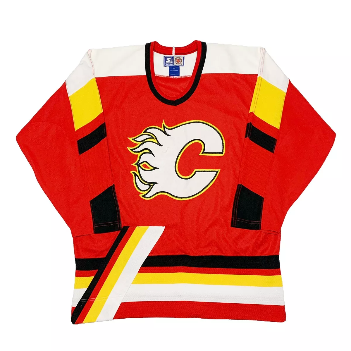 Calgary Flames colors mens hockey jersey