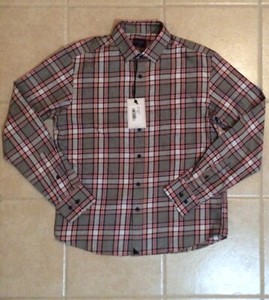UNTUCKit-Rousseau-Men-039-s-Long-Sleeve-Button-Front-Pink-Gray-Plaid-Shirt-New