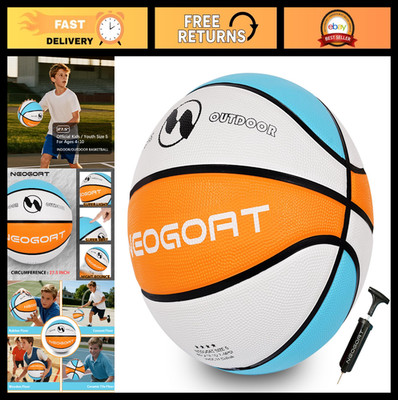 Durable High-Bounce Rubber Basketball for Kids - Size 3/4/5, Indoor/Outdoor Play