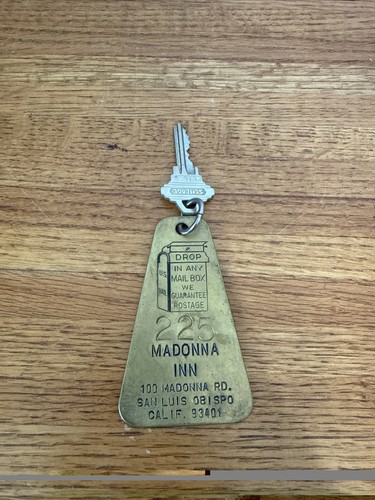 Vintage Madonna Inn Motel Hotel Room Key & Tag San Luis Obispo #225