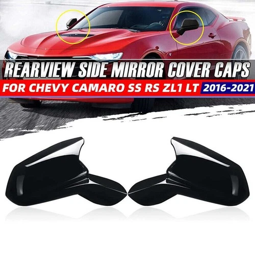 GLOSS BLACK Mirror COVERS 2016 2017 2018 2019 2020 2021 2022 For CHEVY CAMARO L