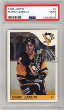 Mario Lemieux 1985-86 Topps Hockey Rookie Card #9 PSA 9