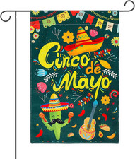 Cinco De Mayo Garden Flag, 12X18 Inch Mexican American Garden Flag Banner Double