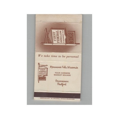 Matchbox Cover First Federal Savings Menomonee Falls WI