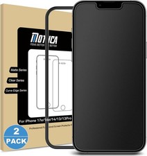 2PCS Matte Glass Screen Protector for iPhone 17e 16e 14 13 13 Pro 6.1 Inch Anti-