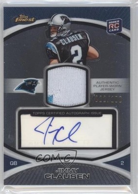 2010 Topps Finest Rookie 22/100 Jimmy Clausen #43 RPA Patch Auto RC 9az