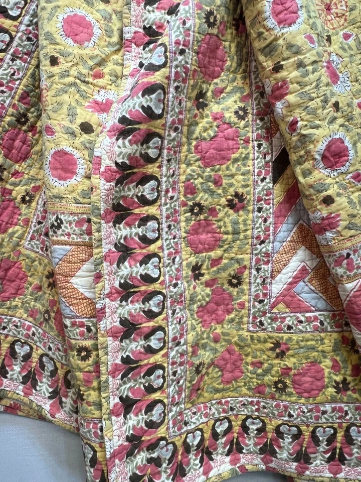 Manta Edredón Algodón Reversible Retazos Florales Vintage Pottery Barn Rara Foto 4 de 4