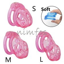 2025 New Mamba Male Chastity Cage Anti-Cheating Soft Silicone Lock with 4 Rings