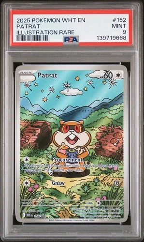 2025 POKÉMON WHITE FLARE EN PATRAT ILLUSTRATION RARE 152/086 - MINT - PSA 9