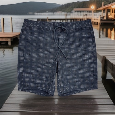 #ad LL Bean Mens Board Shorts 33 Blue Micro Dot Snap Not Lined Outdoor Pockets NWOT $19.83