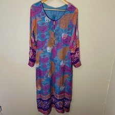 Women s Dress Kurta Kameez Ethnic Wear Colorful Blue Purple Embroidered Sz S-M