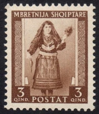 ALBANIA (Occupation ITALY) 1939/1940 - MNH** 3 qind national costumes #S#JOM