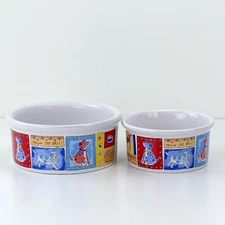 Set Of 2 Signature FEED ME DOG Feeding Bowls Riviera Van Beers Stoneware