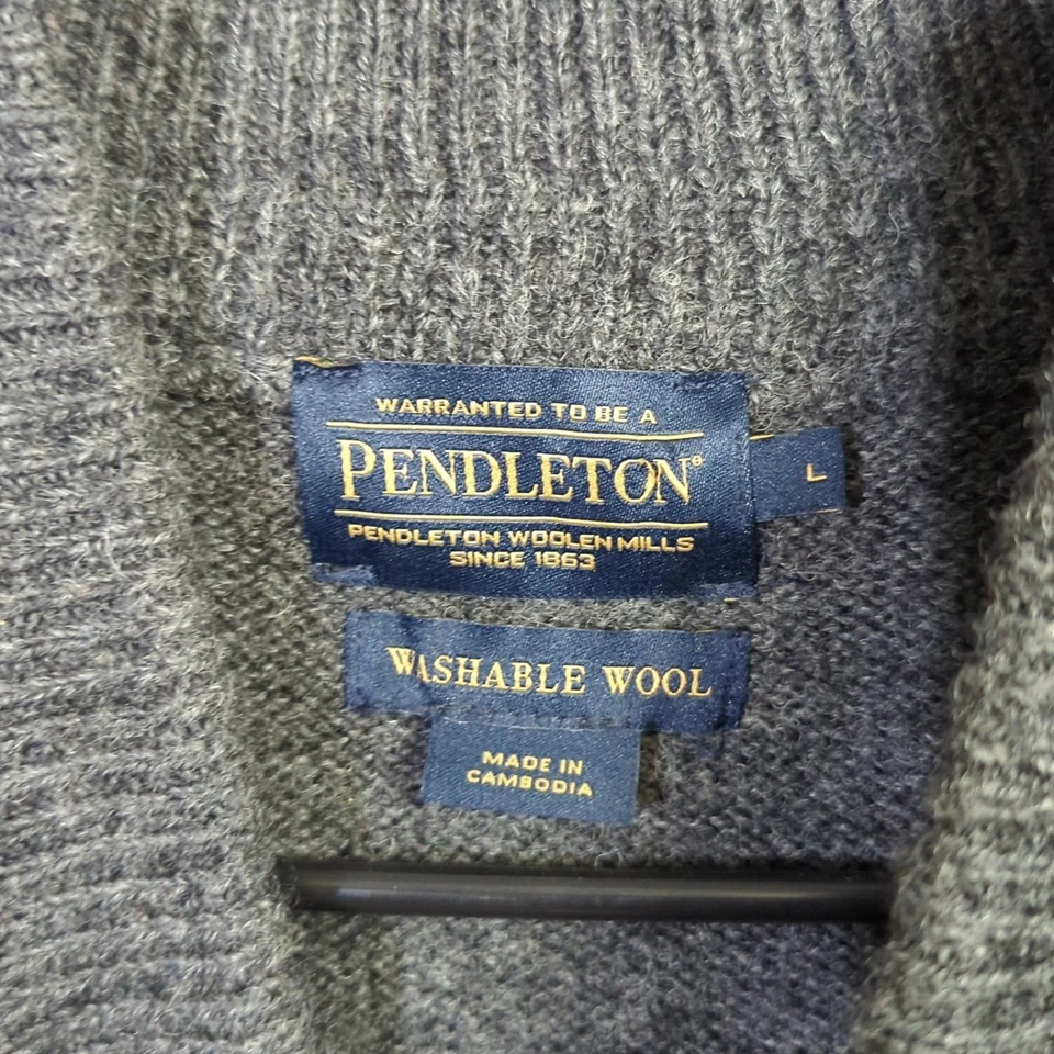 Pendleton Sweater Men's L Gray Shetland Collection Cardigan Washable Wool - Image 4 of 4