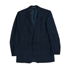 Vtg Christian Dior Union Made In USA Navy Glen Houndstooth Tweed blazer men 42L