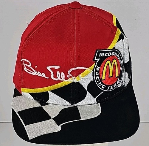 Gorra de colección años 90 Bill Elliot McDonalds Racing Snapback bandera a cuadros Nascar
