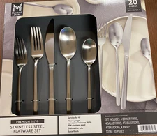 40 Piece Flatware Set Stainless Steel Members Mark New In Box  -2 Sets!!!