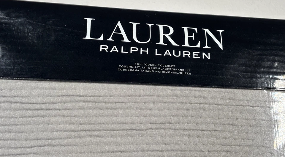 Ralph Lauren Spencer Matelassé Full/Queen Coverlet Light Gray Textured Cotton - Image 4 of 4
