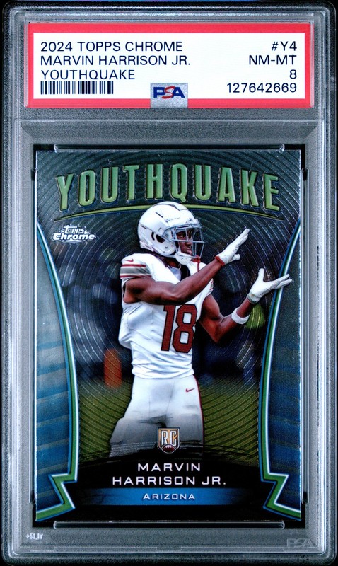 2024 TOPPS CHROME YOUTHQUAKE #Y4 MARVIN HARRISON JR. ROOKIE RC PSA 8