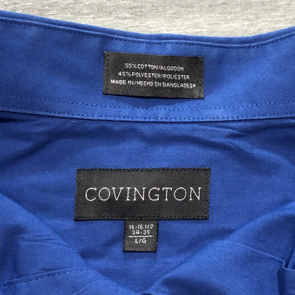 Camisa de Vestir Covington Para Hombre L Negocios Preppy Oficina Salón Academia Carrera Azul Foto 2 de 4