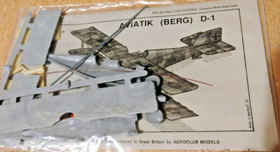 Vintage Aero 72 1/72 Aviatik Berg D-1 Kit K003. In bag multimedia kit.