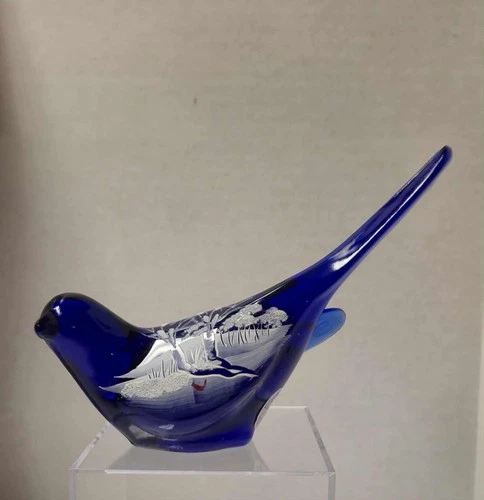 Fenton Long-Tailed Bird Canaan Valley. Cobalt Blue-Frit Snow,Red Cardinal.