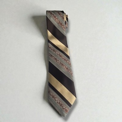 Vintage Brittania Mens Retro Classic 40s Look Gentleman Tie Brown Cream Stripe 