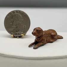 J HILL BRITAINS 1.5" Golden Retriever DOG 1930s LEAD METAL Miniature Figurine