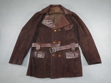Chaqueta de cuero gamuza vintage para mujer grande marrón con cinturón club de lucha hipster España