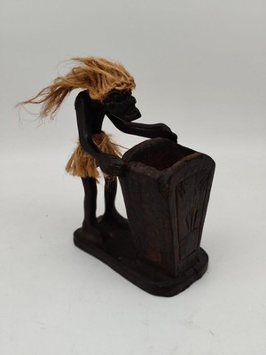 Pinselhalter / Stifthalter aus Teakholz   Bali   handgeschnitzte Holzfigur 21x16