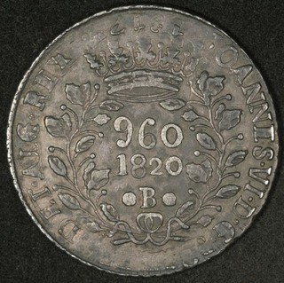 1820 B BRAZIL 960 REIS OVERSTRUCK ON 1817 WITH FULL CLEAR DATE